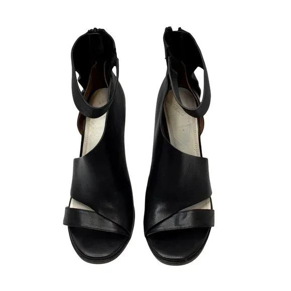 Mason Martin Margiela Stiletto Womens Heels 38.5 M Black Leather Peep-toe Shoes - Picture 2 of 11